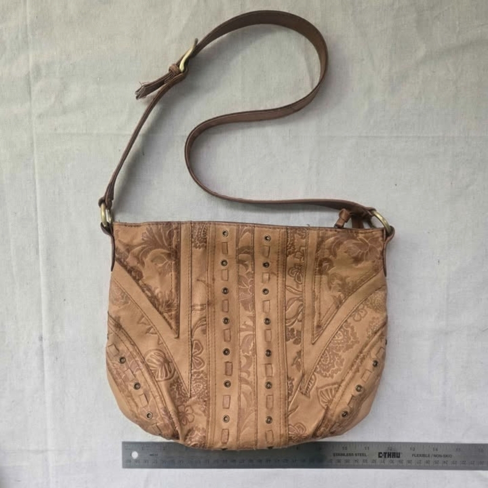 Cabin Creek Tan Embossed Shoulder Bag
